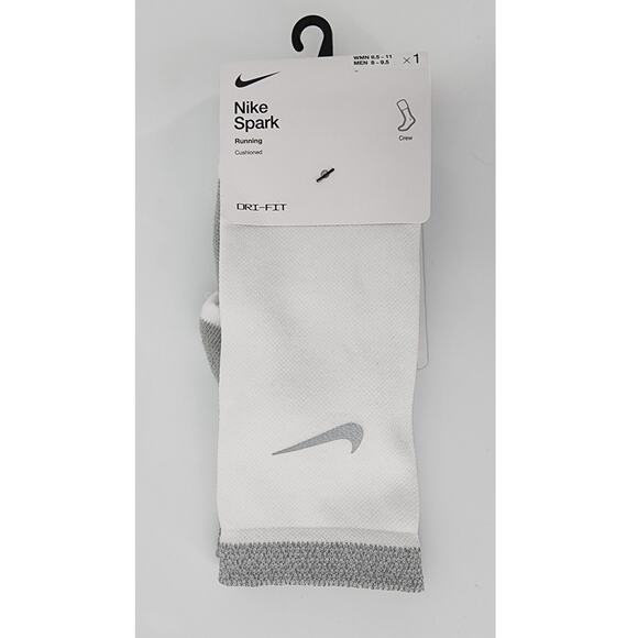 New NWT Nike Spark Running Cushioned White Crew Socks Size 9.5-11 - Picture 2 of 3